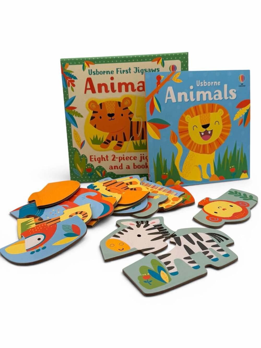 Usborne First Jigsaws Animals Set - 8 Two-Piece Puzzles and Book